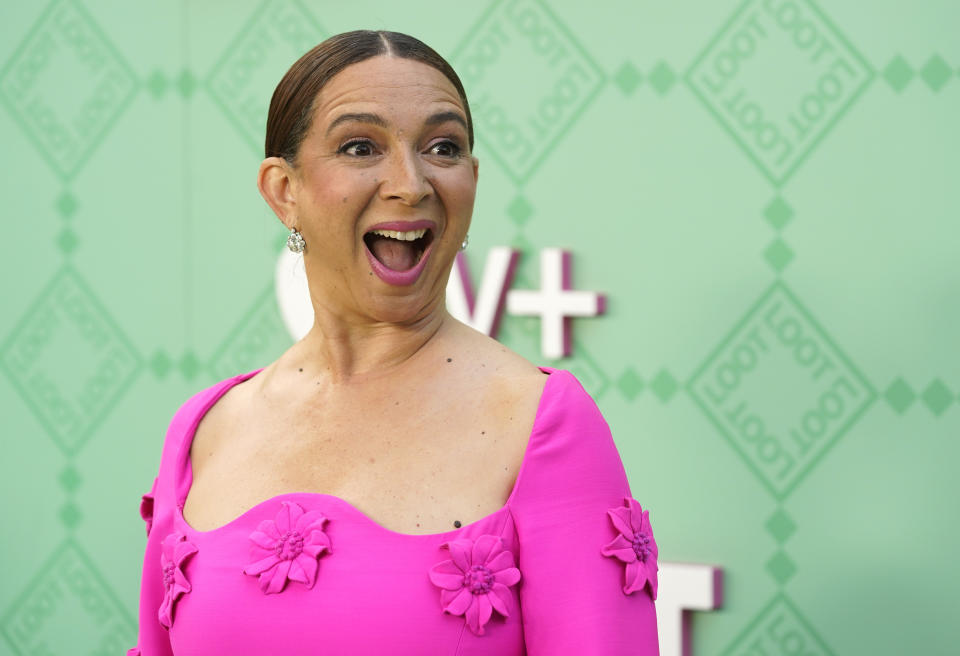 FILE - Maya Rudolph arrives at the premiere of "Loot" on Wednesday, June 15, 2022, at the DGA Theatre in Los Angeles. Mars says it’s pausing using its trademark M&M’s spokescandies and has enlisted Rudolph to star in its marketing efforts. The news comes three weeks before M&Ms is set to return to the Super Bowl on Sunday, Feb. 12, 2023, with an ad after sitting it out last year. (AP Photo/Chris Pizzello, File)