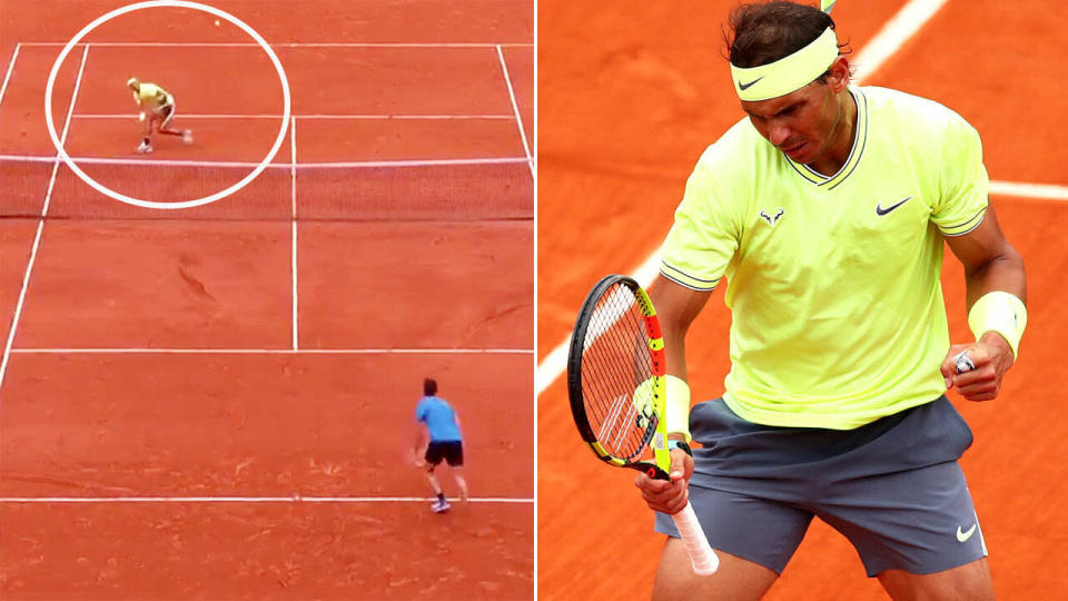 How did Rafael Nadal pull this off? Image: Tennis Channel/Getty