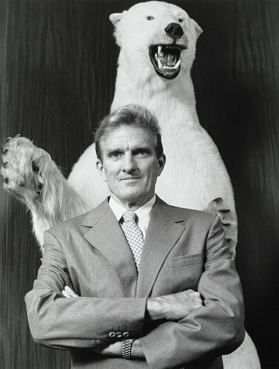 portrait of otis chandler with polar bear