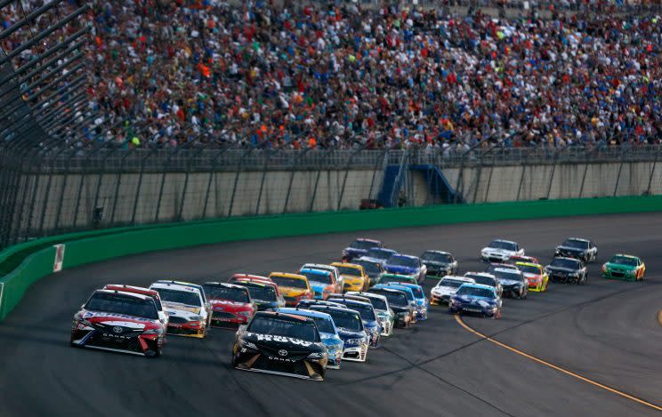 Martin Truex Jr. (R) got his third win of the season on Sunday at Kentucky. (Getty)