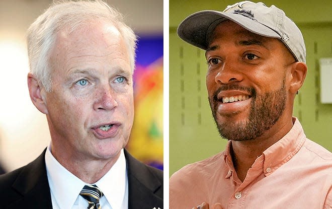 U.S. Sen. Ron Johnson, left, and Lt Gov. Mandela Barnes