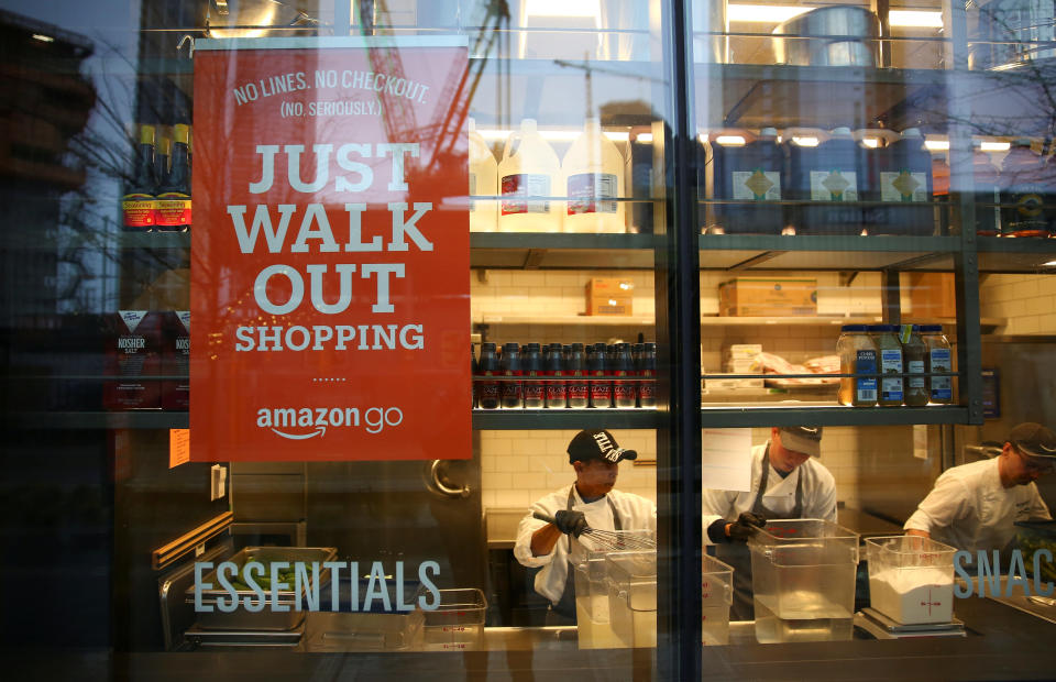 Amazon Go launched in Seattle in January promising no checkout queues for shoppers (REUTERS/Lindsey Wasson)