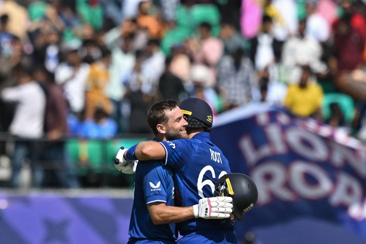 Root and Malan celebrated the latter’s stunning century (AFP via Getty Images)