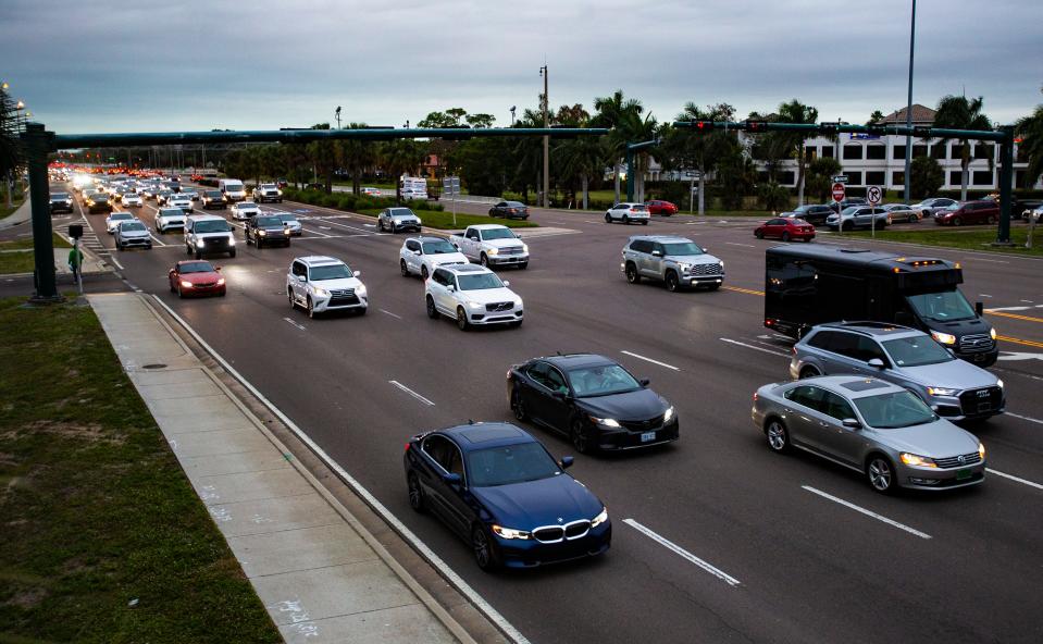 Traffic backs up at Immokalee Road and I-75 in Naples on Thursday, Jan. 11, 2024.