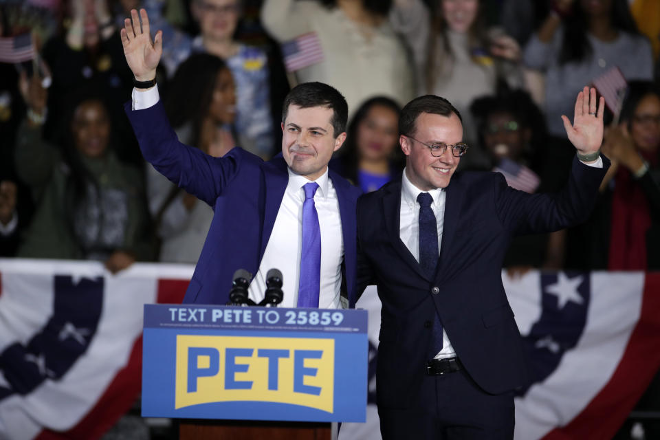 Pete Buttigieg, left, with Chasten Buttigieg