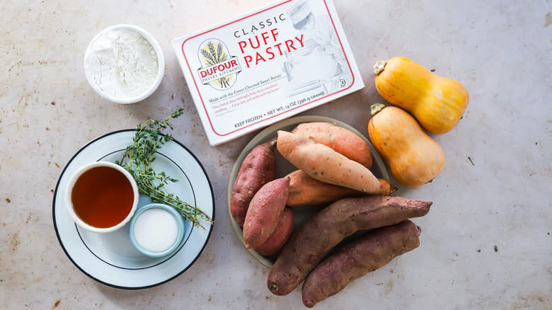 Ingredients for vegetable tarte tatin