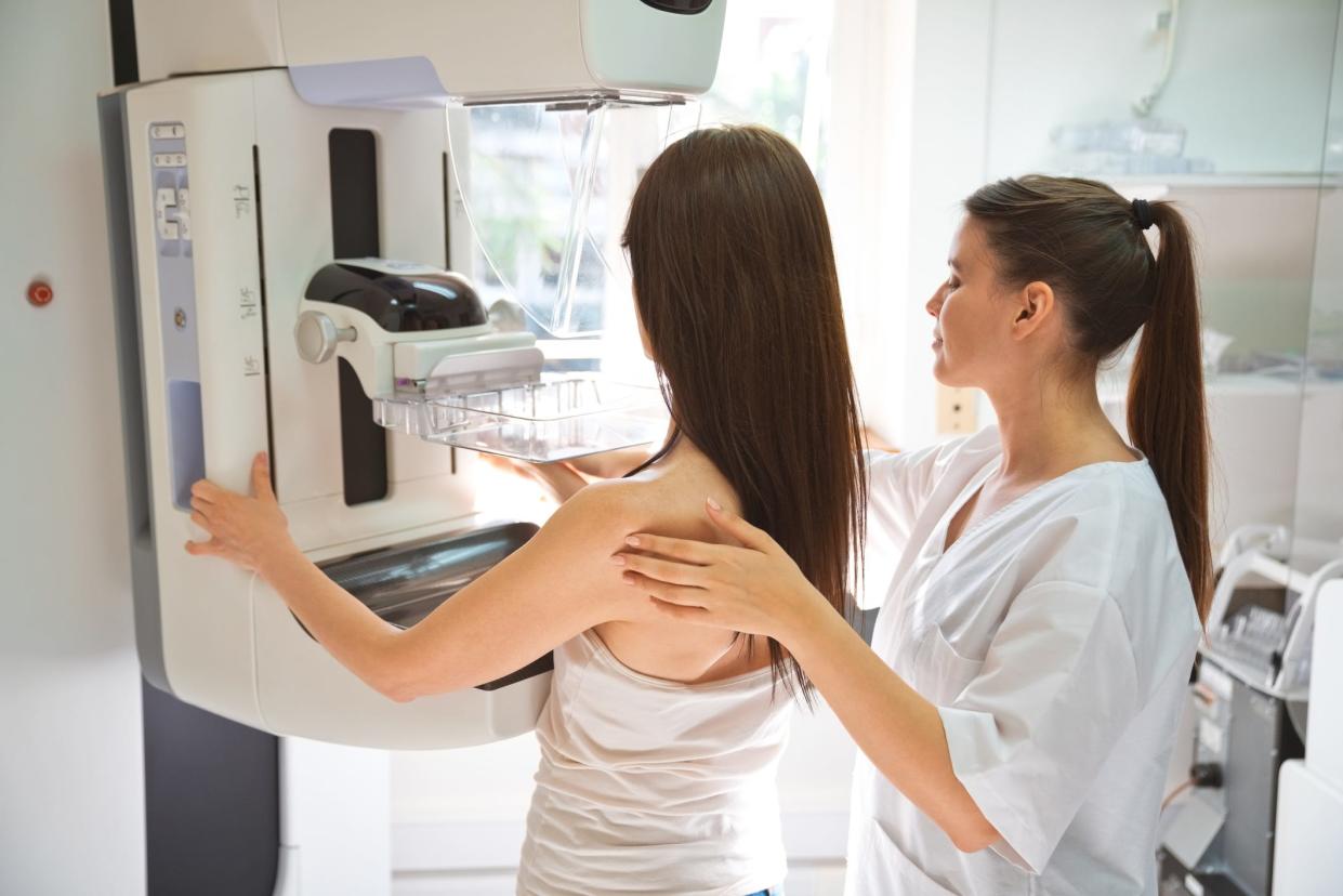 Woman getting a mammogram