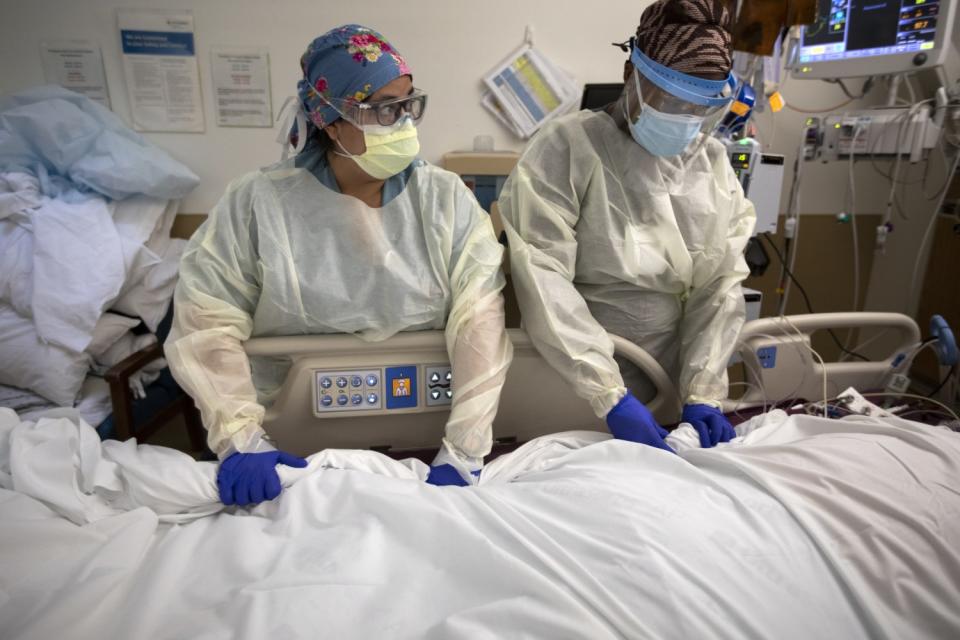 ICU Nurses at Providence Holy Cross Medical Center. Some nurses have refused to take the vaccine.