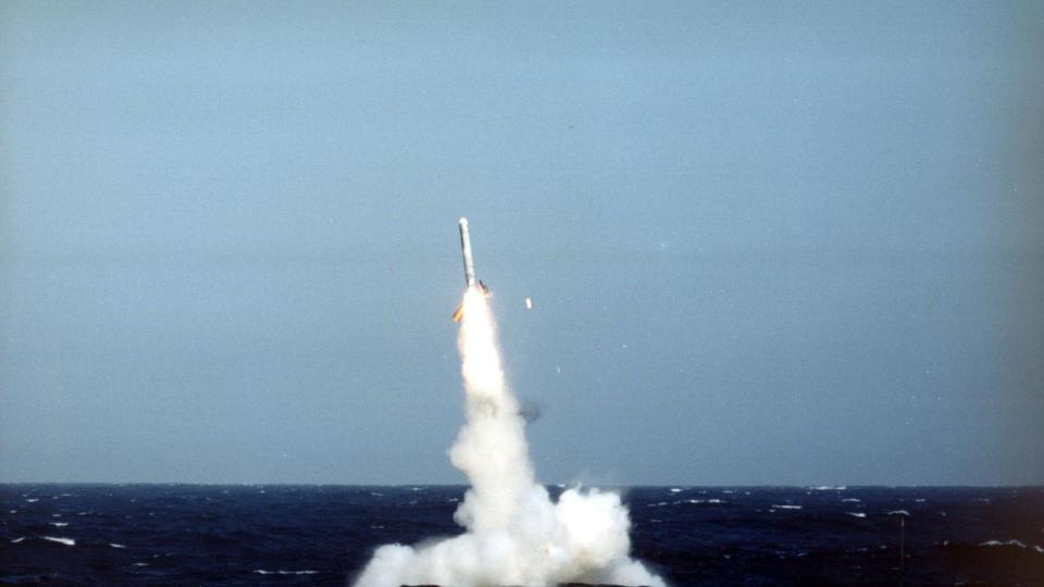 Tomahawk Land Attack Missile  (TLAM) being fired from a submarine. 12/04/2000