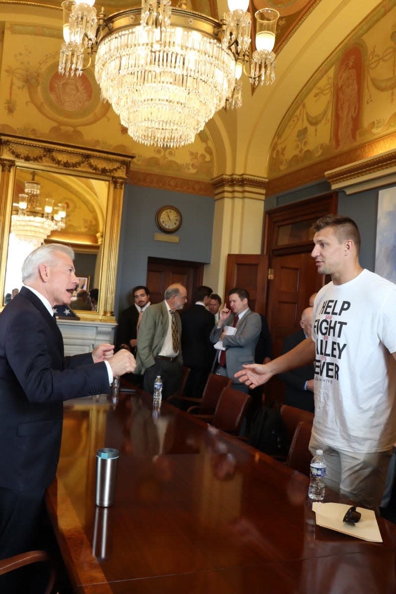 Rep. David Schweikert, R-Ariz., met with four-time Super Bowl champion Rob Gronkowski in Washington, D.C., on Sept. 12, 2023, to discuss support for valley fever vaccines and treatment.