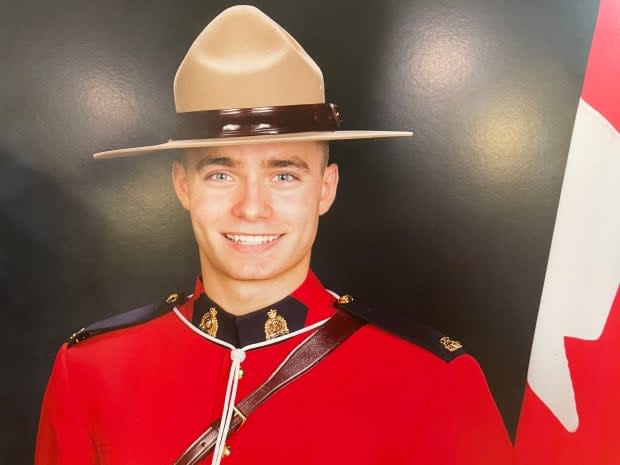 RCMP confirmed that Const. Shelby Patton died while on duty in Wolseley, Sask., on Saturday. (CBC/Mickey Djuric - image credit)