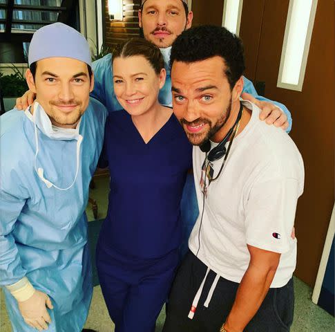 <p>Ellen Pompeo/Instagram</p> Giacomo Gianniotti, Ellen Pompeo, Justin Chambers and Jesse Williams