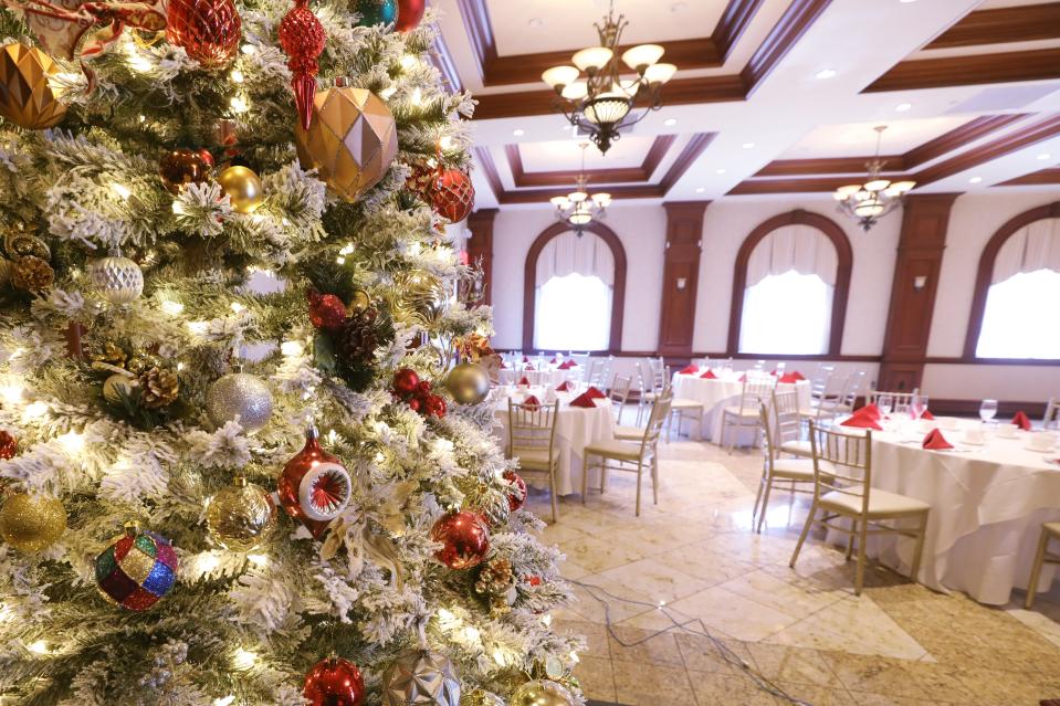 The ballroom with it's Christmas decorations at Biagio's Restaurant in Paramus, NJ on December 3, 2020.