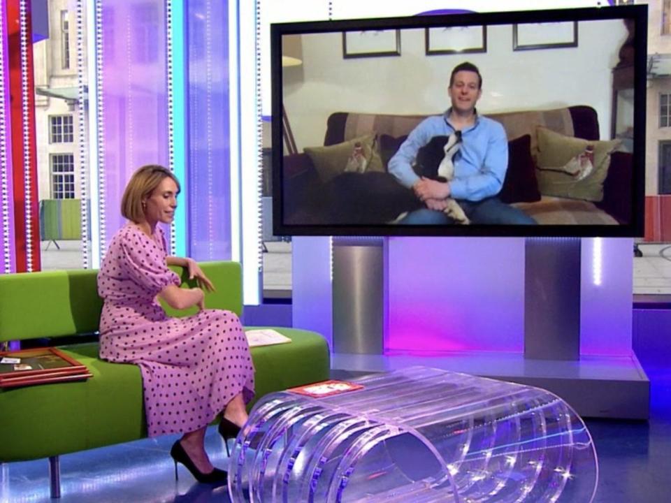 Alex Jones says goodbye to long-time co-host Matt Baker (and his dog) via video link on The One Show: BBC