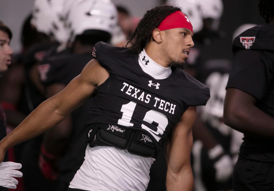 Texas Tech’s Bralyn Lux attends football practice, Friday, Aug. 4, 2023, at the Sports Performance Center. 