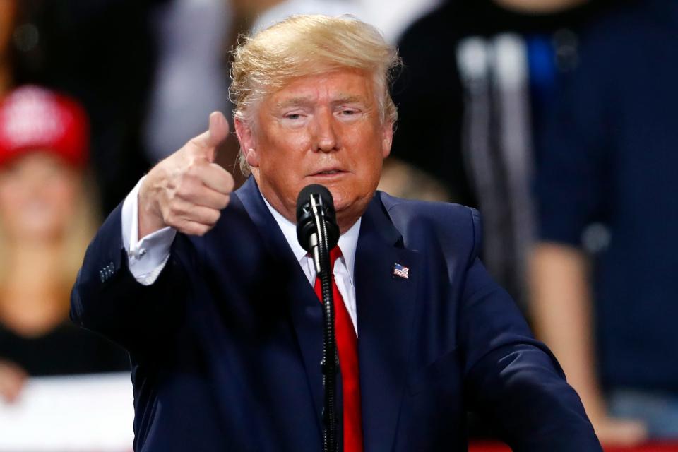 President Donald Trump speaks at a campaign rally in Battle Creek, Michigan, Dec. 18, 2019.