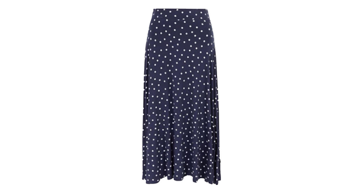 Jersey Polka Dot Midi Skater Skirt