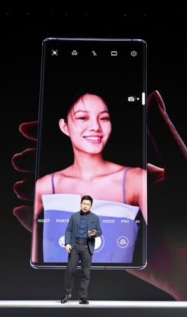 Richard Yu, CEO of Huawei's consumer business group, launches the Mate 30 smartphone range in Munich