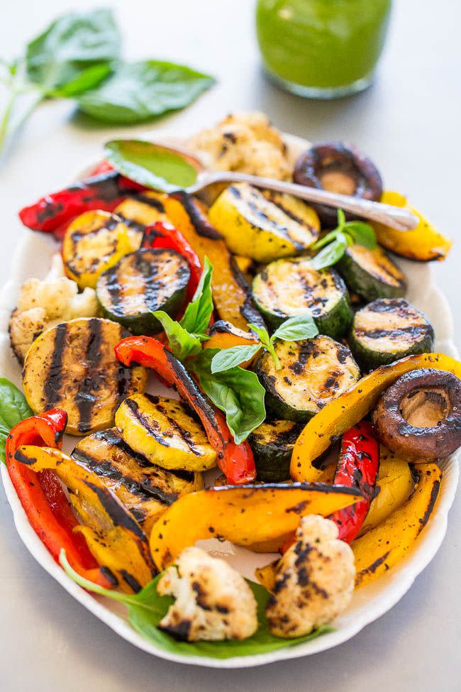 <p>Grilled veggies > green salad.</p><p>Get the recipe from <a href="https://www.averiecooks.com/2016/08/grilled-vegetables-basil-vinaigrette.html" rel="nofollow noopener" target="_blank" data-ylk="slk:Averie Cooks;elm:context_link;itc:0;sec:content-canvas" class="link ">Averie Cooks</a>.</p>