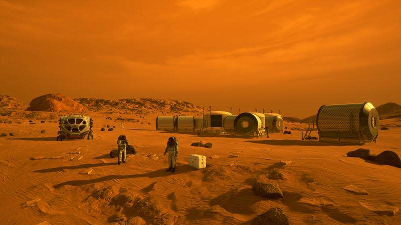 Conceptual image of a base camp on Mars.
