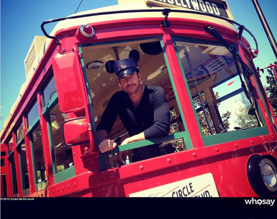 If the whole acting thing doesn’t work out, “The Perks of Being a Wallflower” star Dylan McDermott could have a future as a train conductor. McDermott posted a pic of himself at Disney California Adventure to <a href="http://www.whosay.com/dylanmcdermott/photos/222864" rel="nofollow noopener" target="_blank" data-ylk="slk:his WhoSay page;elm:context_link;itc:0;sec:content-canvas" class="link ">his WhoSay page</a> over the weekend. The 50-year-old checked out the red car trolley while at the park, where he was celebrating his daughter Charlotte’s 7th birthday.(9/7/2012)