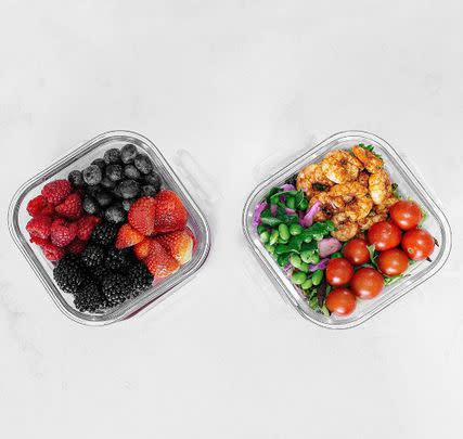 These glass containers are leak-free and perfect for lunch leftovers