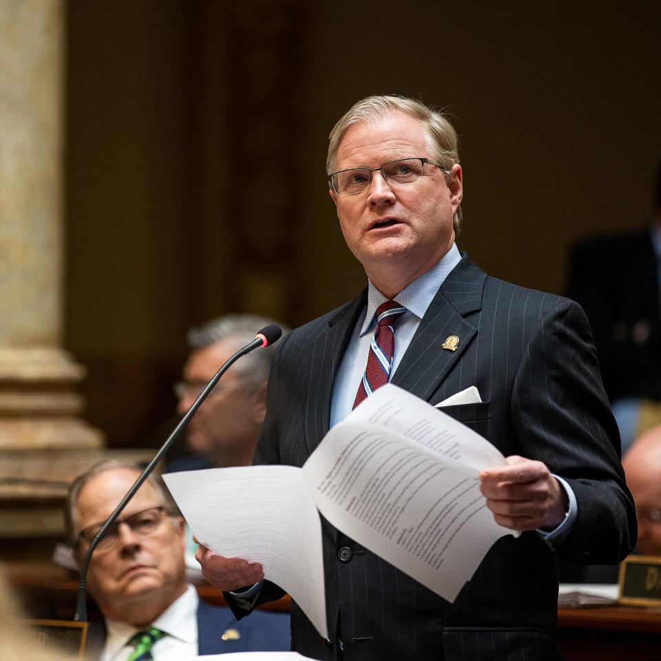 Kentucky Sen. Damon Thayer, shown earlier in March, had said that House Bill 551 legalizing sports betting didn't have the votes to pass his chamber. That changed Thursday evening.