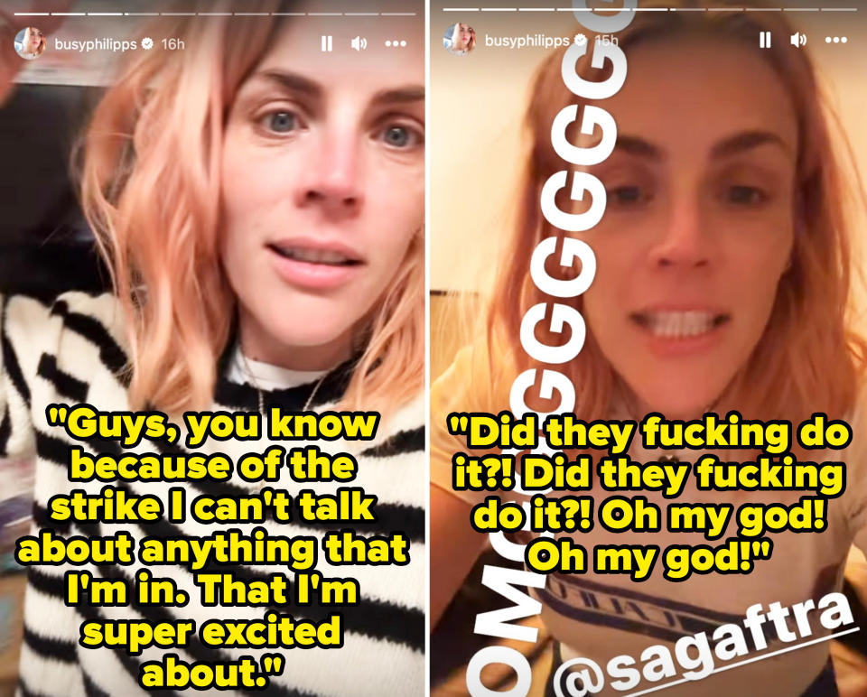 Screenshot of Busy's IG stories before and after the news