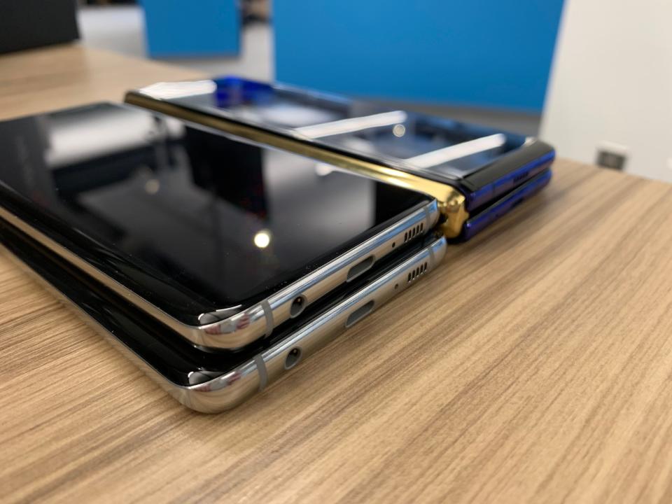 When closed the Galaxy Fold is roughly the size of two Galaxy S10 line phones.