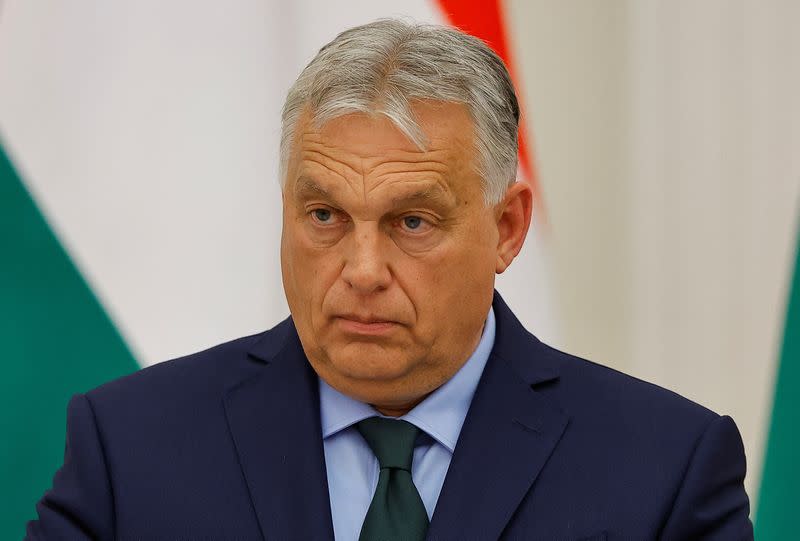 Hungary's Prime Minister Orban and Russia's President Putin attend a press conference in Moscow