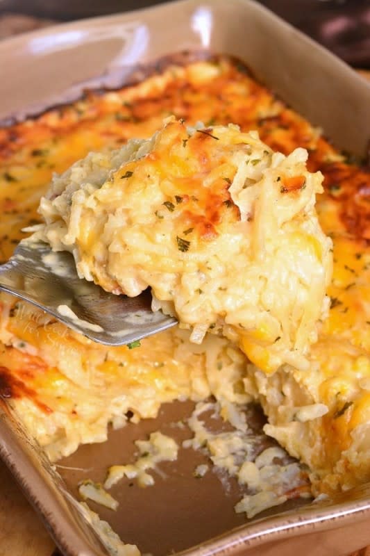 Will Cook for Smiles<p>Wonderful comforting potato dish loaded with cheddar cheese and creamy sauce. It's easily prepared without canned soup and baked to gooey perfection. </p><p><strong>Get the recipe: </strong><a href="https://www.willcookforsmiles.com/hashbrown-casserole/" rel="sponsored" target="_blank" data-ylk="slk:The BEST Hashbrown Casserole;elm:context_link;itc:0;sec:content-canvas" class="link "><strong>The BEST Hashbrown Casserole</strong></a></p>