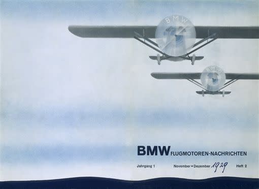 因為這則1929年的廣告，從此出現BMW Logo代表螺旋槳的說法。（圖／翻攝網路）