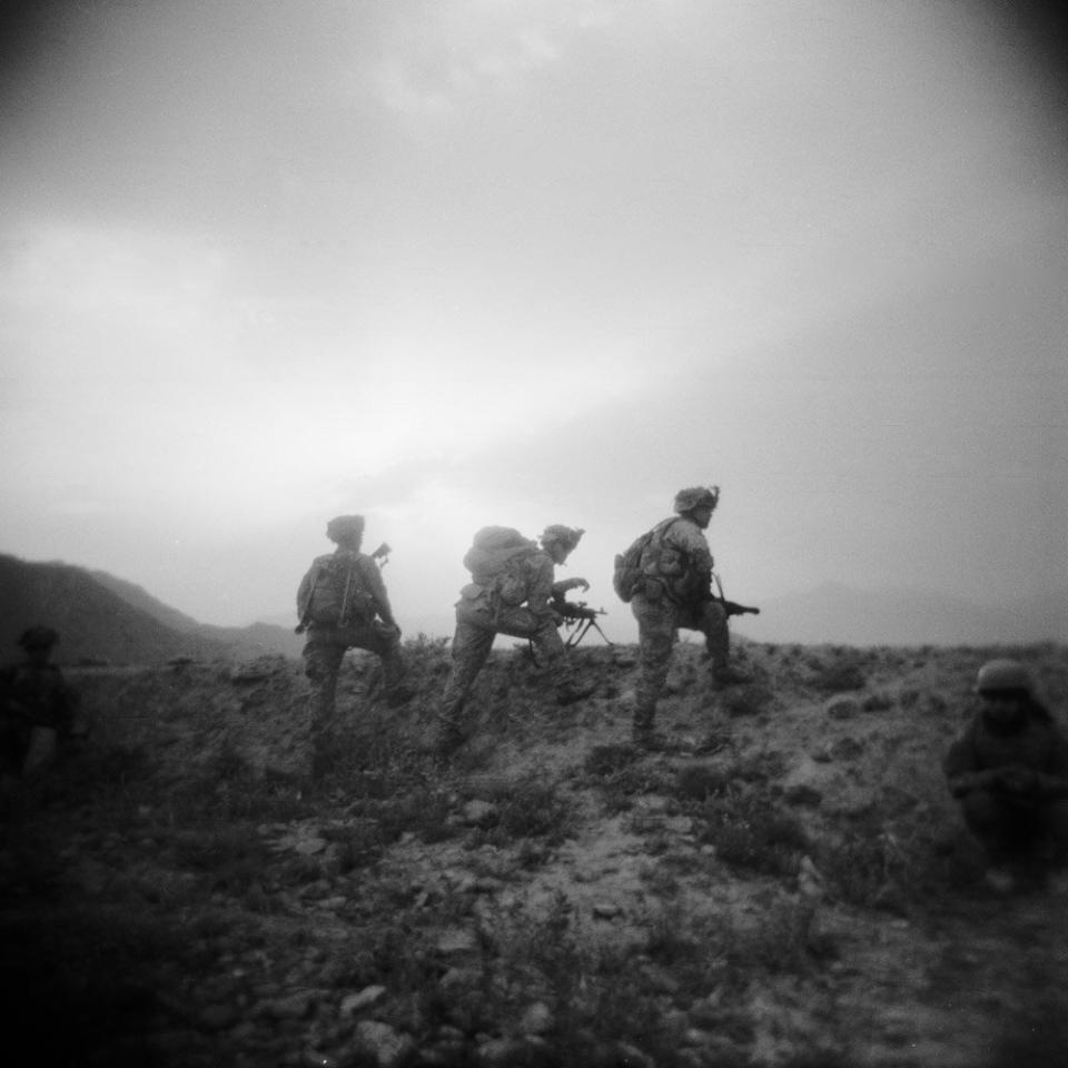 U.S. infantry soldiers on patrol in the south of Logar Province, Afghanistan. September 2009.