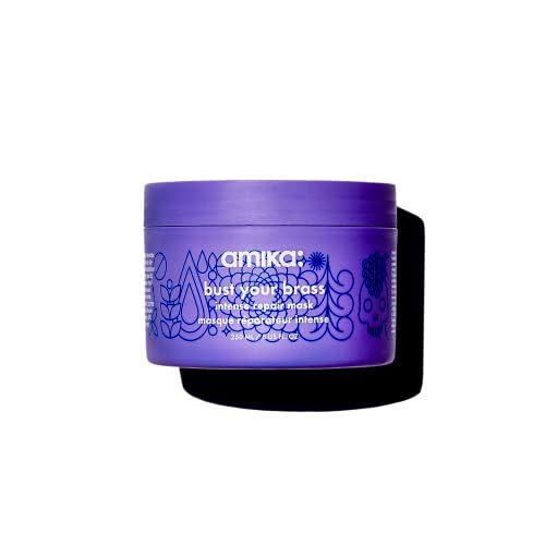 3) Amika Bust Your Brass Cool Blonde Purple Intense Repair Hair Mask