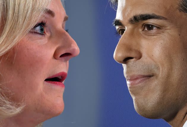 The two remaining Conservative leader candidates, Liz Truss and Rishi Sunak. (Photo: Getty Images via Getty Images)
