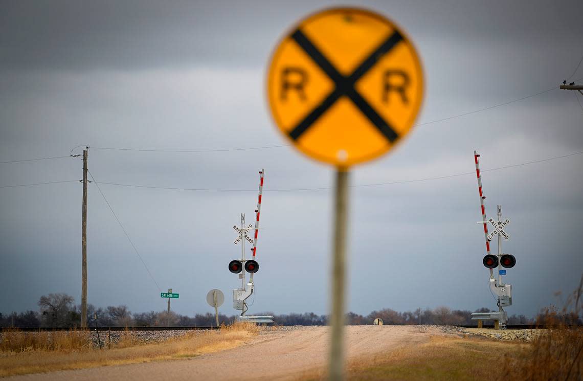 Taylor Koehn died in July 2020 after the tractor he was driving was hit by an oncoming train on the railroad tracks at this crossing near Burrton in rural Harvey County, Kansas.