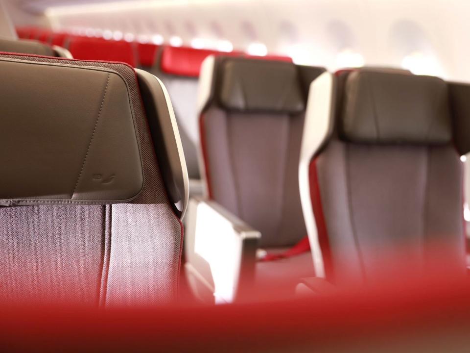 Inside Iberia's new A350-900 cabin.