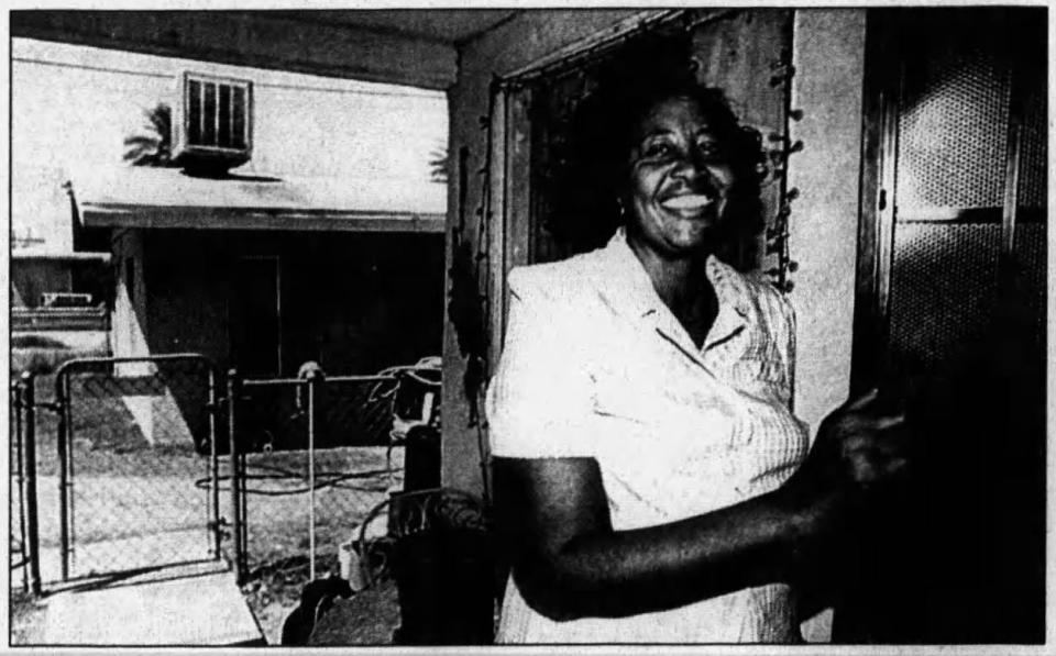 Earline Oliver, a lifelong Nobles Ranch resident who led residents in the NAACP lawsuit against the City of Indio, pictured in her Nobles Ranch home prior to its demolition.