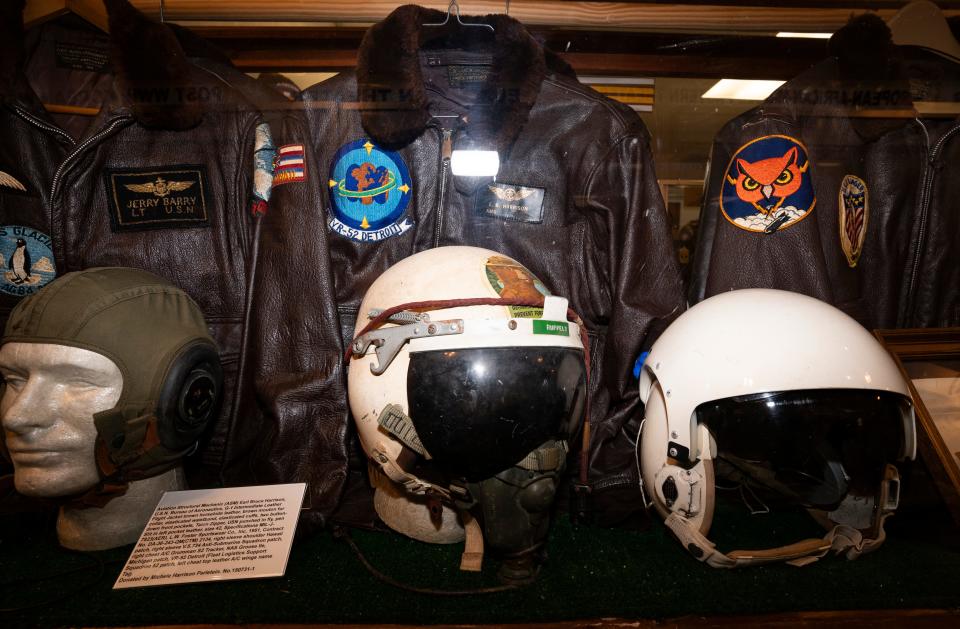 Jackets and helmets sit on display at the America's Military and 1st Responders Museum in Naples on Friday, May 3, 2024.