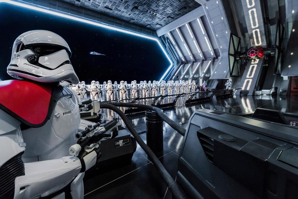 Disney guests will traverse the corridors of a Star Destroyer and join an epic battle between the First Order and the Resistance - including a face-off with Kylo Ren - when Star Wars: Rise of the Resistance opens Dec. 5, 2019 at Walt Disney World Resort in Florida and Jan. 17, 2020 at Disneyland Resort in California. At 14 acres each, Star Wars: Galaxy's Edge at Disneyland Park and Disney's Hollywood Studios is Disney's largest single-themed land expansion ever.
