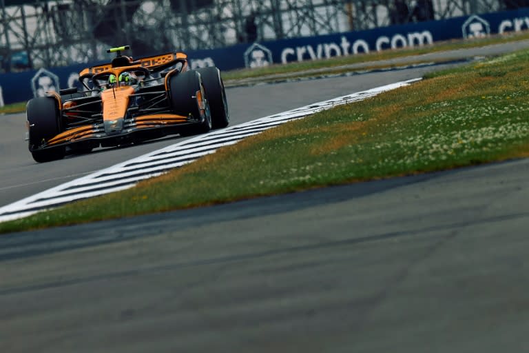 McLaren's British driver Lando Norris takes part in the first practice session ahead of the Formula One British Grand Prix at Silverstone (BENJAMIN CREMEL)