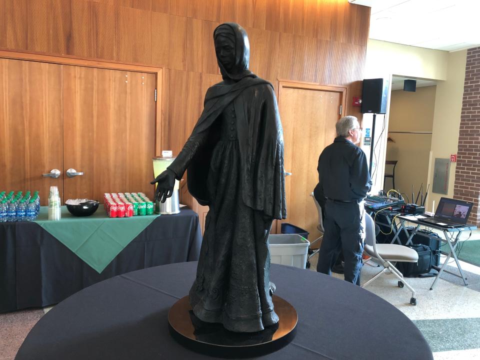 'Harriet Tubman, The Conductor,' created by artist Vinnie Bagwell, is one of five final designs being considered for the Harriet Tubman statue that will be erected behind Binghamton University's Downtown Center.