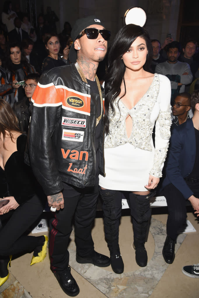 Kylie Jenner attends a New York Fashion Week event with Tyga on Feb. 13, 2017, in New York City. (Photo: Dimitrios Kambouris/Getty Images for Philipp Plein)
