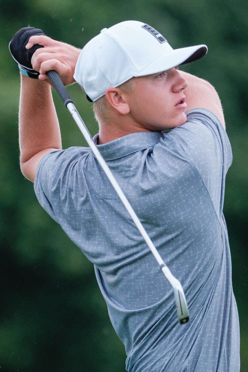 Garaway's Trace Gibson tees off during the Tuscarawas Central Catholic Cibo's Invitational, Wednesday, Aug. 10 at Union Country Club in Dover.