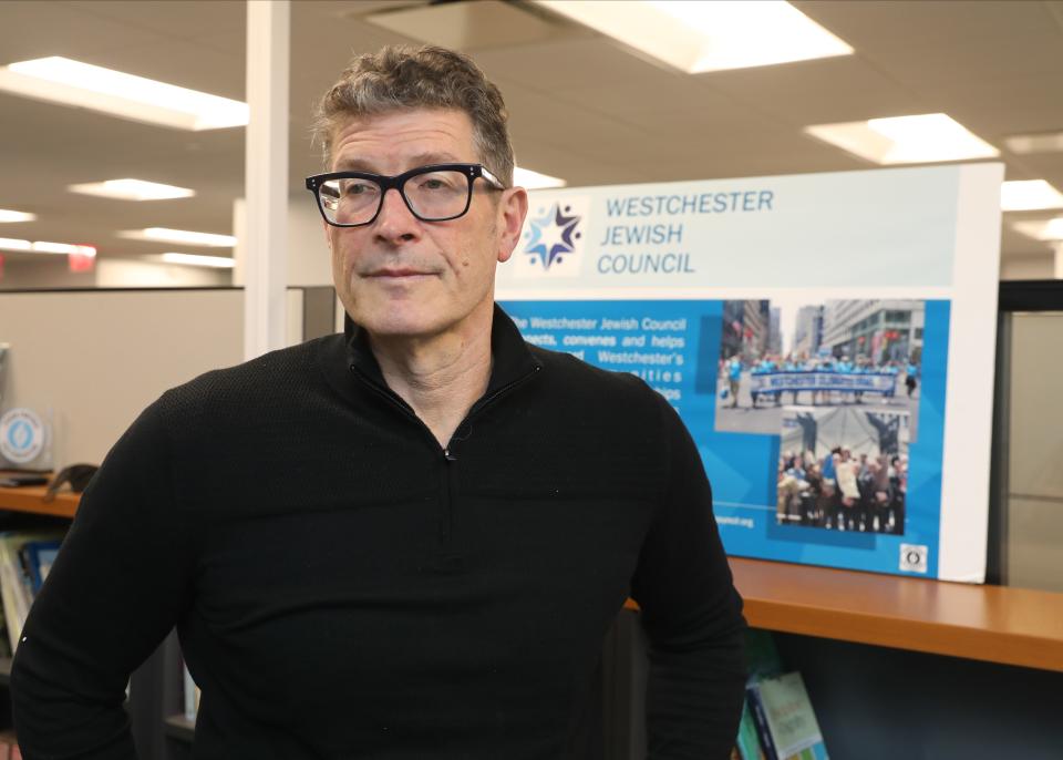 Jeff Kapelus, the security chair for the Westchester Jewish Council, is pictured at their office in White Plains, Jan. 21, 2022. 