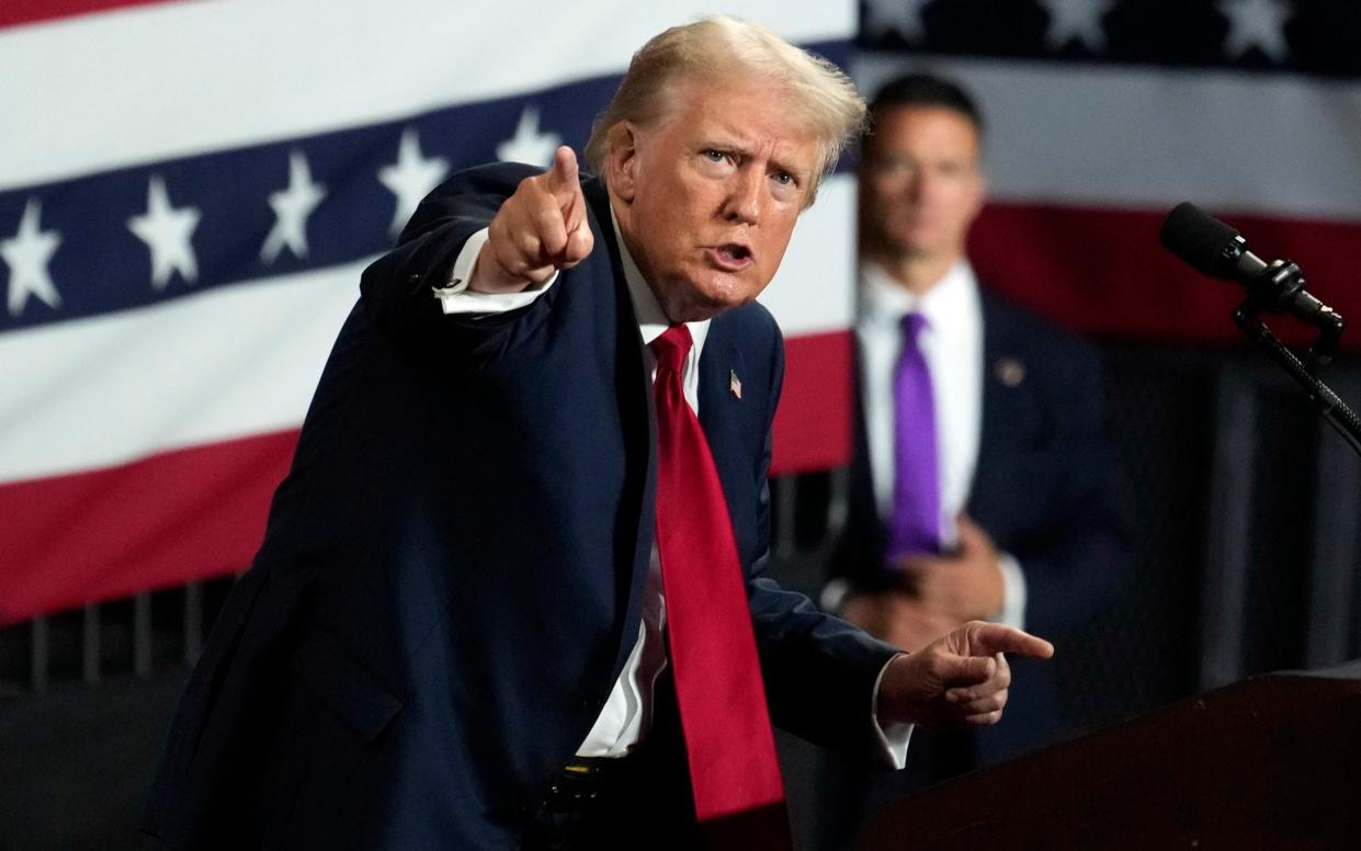 Donald Trump speaks at a campaign rally Wednesday