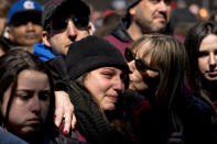 <p>Members of the audience become emotional as Edna Chavez, of Manual Arts High, south of downtown Los Angeles, speaks during the ‘March for Our Lives’ rally in support of gun control in Washington, Saturday, March 24, 2018. (AP Photo/Andrew Harnik) </p>