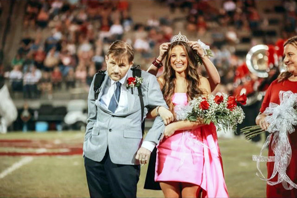 Brett Yancey didn't let his cancer treatments stop him from walking his daughter to be crowned homecoming queen. (Courtesy Breahna Light)