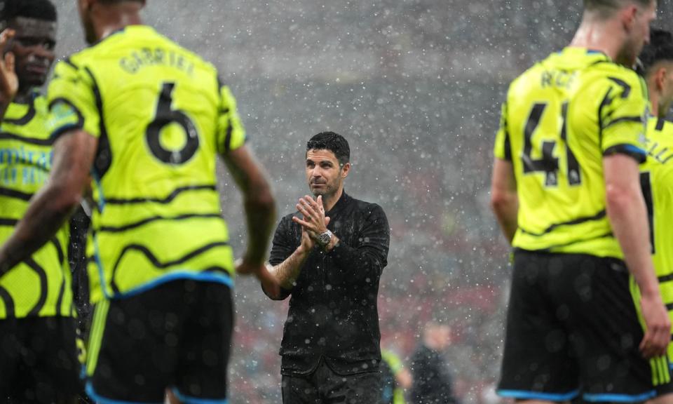 <span>Mikel Arteta will be hoping Tottenham can deny <a class="link " href="https://sports.yahoo.com/soccer/teams/man-city/" data-i13n="sec:content-canvas;subsec:anchor_text;elm:context_link" data-ylk="slk:Manchester City;sec:content-canvas;subsec:anchor_text;elm:context_link;itc:0">Manchester City</a> three points on Tuesday.</span><span>Photograph: Martin Rickett/PA</span>