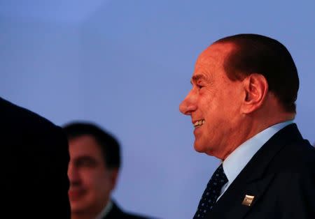 FILE PHOTO: Former Italian Prime Minister Silvio Berlusconi takes part in a European People Party (EPP) summit in St Julian's, Malta, March 30, 2017. REUTERS/Darrin Zammit Lupi/File Photo